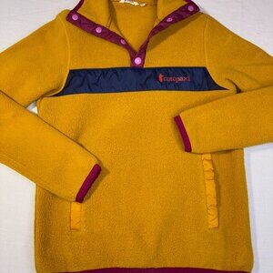 Cotopaxi Teca Fleece Pullover Size XXS Gold Red Pink Snaps Outdoor Colorful